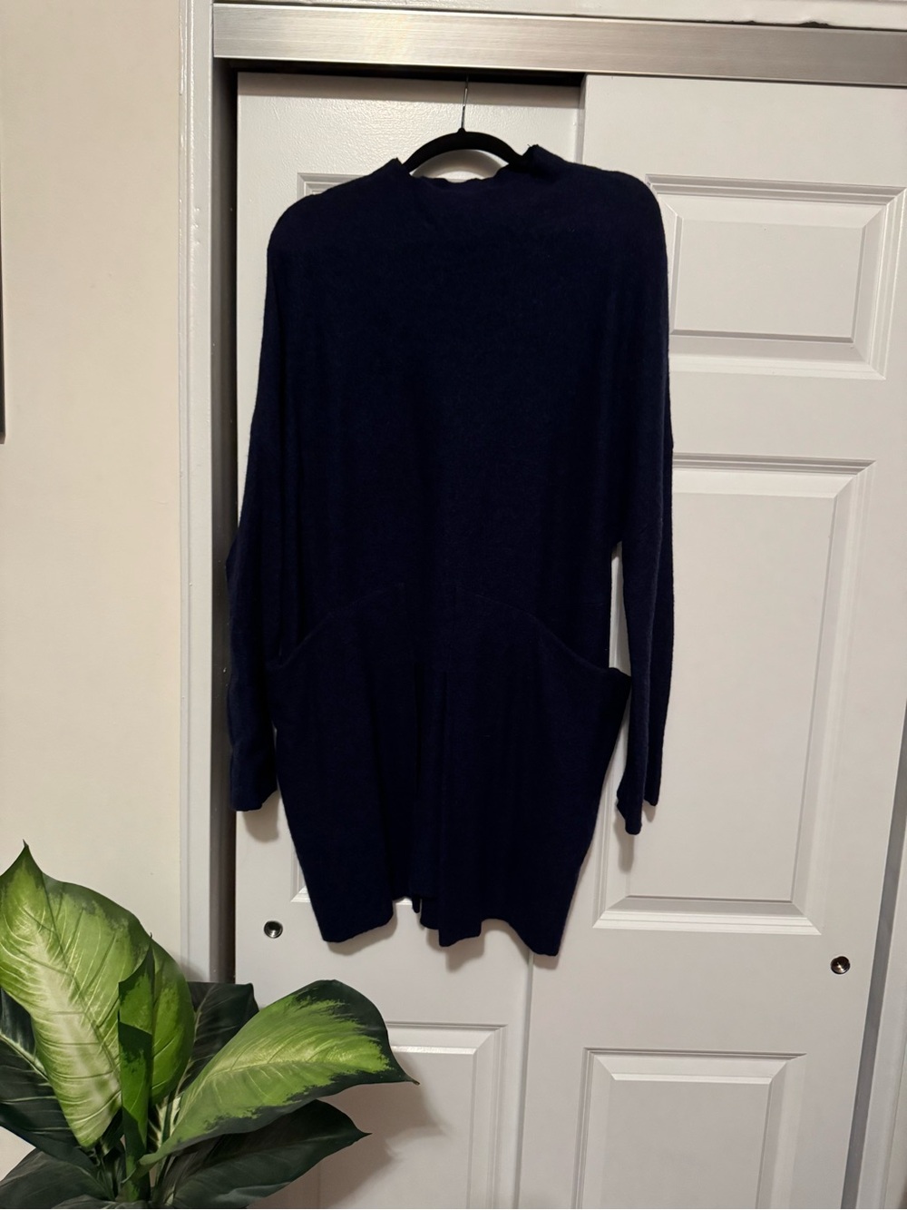 Classic Navy Open-Front Women's Sweater